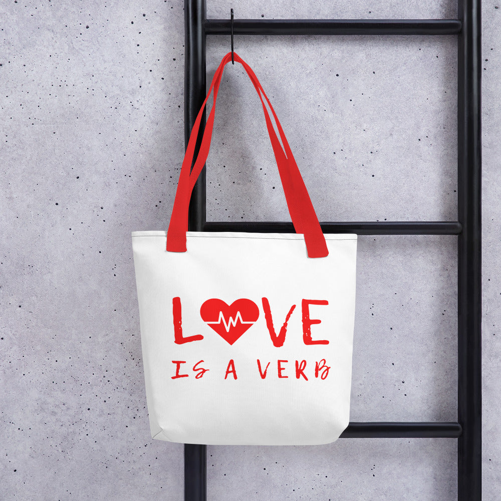 Love is a Verb Tote bag