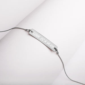Love is a Verb Engraved Silver Bar Chain Necklace